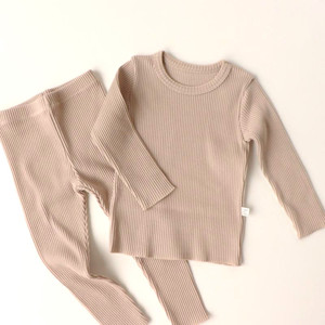 Nouvelle collection printemps-automne 2022, ensembles de vêtements pour bébé en coton 100%, décontractés, à manches longues, côtelés - Product Image 3