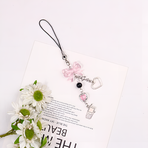 <b>Sweet</b> Girly Heart Transparent Wholesale Metal Bow Love Phone Chain Cute Versatile <b>Bag</b> Chain Small Pendant Keychains - Product Image 4