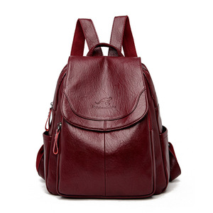 Wholesale Fashion Women <b>Backpack</b> for Teenage Girls <b>School</b> Bags <b>Large</b> Zipper <b>Backpacks</b> High Quality PU Leather Bag - Product Image 1