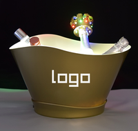 Seau à glace LED personnalisé de 12 L, grand, rechargeable, lumineux, en plastique, pour bouteilles de champagne et de vin