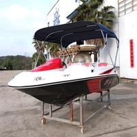 Perahu Cepat 15ft Bersertifikasi CE, Perahu Fiberglass Dua Lapis untuk Sungai, Laut, Danau, Berselancar, 4 Kursi, Perahu Sport Mini