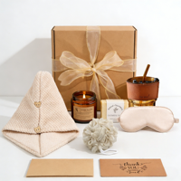 Coffret Cadeau Lunaire Premium Soins Personnels 6-en-1 Kit de Relaxation avec Bougie d'Aromathérapie en Verre pour Femme Logo Personnalisé Cadeau de Mariage