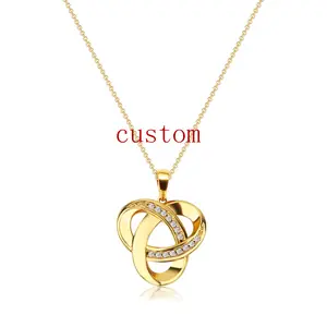 Custom 925 Sterling Silver Diamond Accent Love Knot Pendant Necklace Pendant 2023 Fashion Necklace Collar Para Mujer