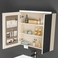 Meuble-lavabo mural en aluminium blanc ivoire avec miroir LED à détecteur de mouvement et vasque en céramique