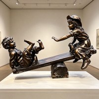Statue de balançoire interactive pour enfants en bronze vintage personnalisable pour parc et aménagement paysager de villa, sculpture de jardin en bronze