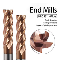 홍이 HRC55 카바이드 엔드밀 1 2 4 5 6 8 10 12mm 4날 밀링 커터 CNC 가공 엔드밀