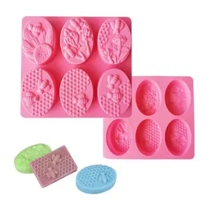 BPA Free 6 Lỗ Tổ Ong Silicone Khuôn Sô Cô La Bánh Nướng Chảo Silicone Khuôn Xà Phòng