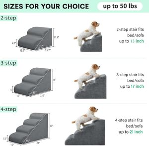 Mesa Lemon Hundetreppe 3-Stufig Keilförmig Hochdichter Schaumstoff Wasserdicht Abnehmbarer Waschbarer Bezug für Kleine Hunde Betten/Sofas/Auto - Product Image 6