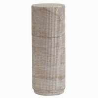 Socle haut cannelé, plinthe de présentation texture pierre travertin artificiel, pilier décoratif cylindrique Wabi Sabi pour la décoration de la maison et des hôtels