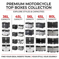 36L/45L/56L/65L Top Case Moto en Aluminium à Double Verrouillage, Design Mecha, Noir, Antichoc, Anti-poussière, pour Aventure