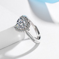 Trendy hartvormige ring van verguld 18K goud met zirkoon, open verstelbaar, damesring voor Valentijnsdag, liefdesbelofte