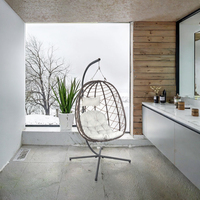 Fauteuil suspendu en forme d'œuf en métal moderne pour une utilisation en intérieur/extérieur dans le salon, le bureau à domicile, le parc, les meubles