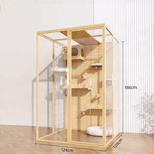 Royal Cat Castle Villa Cage en bois avec bac à litière <span class=keywords><strong>perche</strong></span> 3 niveaux Playhouse intérieur luxe chat meubles Pet Villa House - Product Image 1