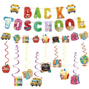 Back To School Letter Banner Party <b>Decorations</b> <b>Paper</b> Die Cut Garlands Classroom <b>Decoration</b> Set For School Events - Product Image 4