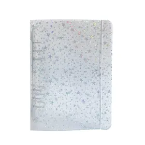 Custom loose leaf binder pp clear spiral notebook cover a4/a5/a6/a7/b5 ring binder file folder with elastic band