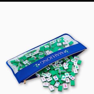 Custom Letter Pattern Royal Blue PVC Reusable Mahjong Storage Zipper Bag <b>Compact</b> Large Personalized Mahjong Carrying Pouch - Product Image 2