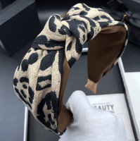 Serre-tête en tissu imprimé léopard pour femme, fait main, haut de gamme, petit accessoire de mode, large bord