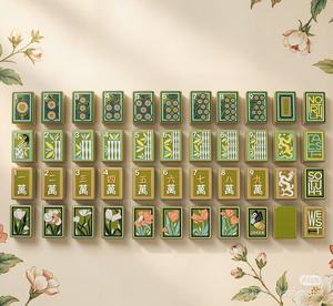 Ensemble de jeu de mahjong pliable de luxe personnalisé avec motifs gravés et imprimés, tuiles en acrylique anti-décoloration pour 4 joueurs - Product Image 1