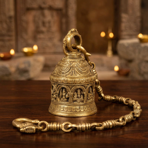 Campana de pared tradicional de latón Lakshmi Laxmi con cadena para las festividades de Diwali, suministro a granel - Product Image 6