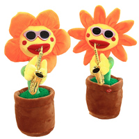 Jouet en peluche de tournesol de saxophone de danse chantante de dessin animé super doux de 35cm avec le style créatif pour le soulagement du stress et les cadeaux