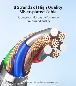 KBEAR TC12 PRO Adaptateur pour écouteurs HiFi <span class=keywords><strong>8</strong></span> cœurs USB Type C à 3.5mm DAC avec câble convertisseur décodeur fil pour <span class=keywords><strong>iPhone</strong></span> Samsung Huawei - Product Image 4