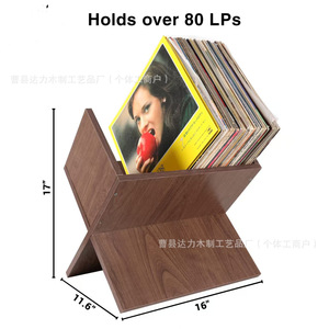 X-Shaped Wooden CD Rack Storage <b>Shelf</b> For Vinyl Records And CDs Home <b>Desktop</b> Organizer Single Layer Design - Product Image 5