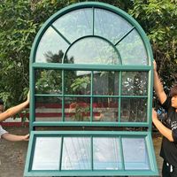 Ventana Doble Arqueada Blanca para Hogar, Dormitorio, Sala de Estar, Ventana Transparente con Iluminación, Admite Personalización
