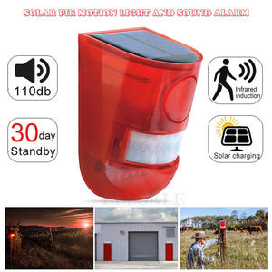 Solar Infrared Motion <b>Sensor</b> Alarm With 110db Siren Strobe <b>Light</b> for Home Garden Carage Shed Car Van Security Alarm System - Product Image 2