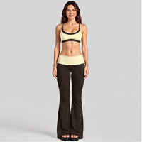 Ensemble de sport 2 pièces pour femme : Soutien-gorge de sport et pantalon évasé à taille repliable, idéal pour le fitness, le yoga et l'entraînement en salle de sport - Ropa De Mujer
