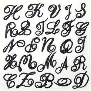 Patchs brodés thermocollants noirs en lettres anglaises cursives majuscules pour la décoration de chapeaux, sacs et livres - Product Image 3