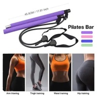 SKYHOPE Kit de barre de Pilates de yoga portable à 3 sections avec bandes de résistance