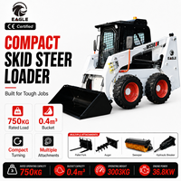 Chargeurs compactes sur pneus de 750 kg avec cabine fermée, moteur Kubota de 36,8 kW, pneus sur roues