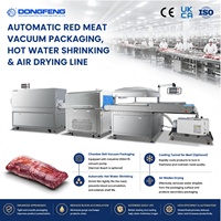Ligne d'emballage sous vide entièrement automatique pour viande rouge avec four de rétraction à eau chaude, sécheuse à lame d'air et système de rétraction de viande