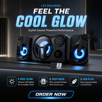 KJIXYUNG Pengalaman Suara Imersif untuk Subwoofer Gaming PC Speaker USB Bertenaga Plastik 10-30W Lampu LED Menakjubkan Stereo