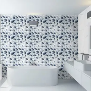 China 300*300 White Bianco Cararra Pebble Recycled Glass Mosaic Tiles