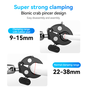 Soporte de Abrazadera para Motocicleta Telesin con Doble Cabezal Tipo Cangrejo para Cámaras de Acción Hero 13, DJI Insta360, Ace Pro, <span class=keywords><strong>Go2</strong></span>/3 - Product Image 5