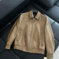 Blouson aviateur en peau de mouton véritable kaki |   Design patchwork |   Respirant |   Star du football international inspirée des grands noms |   Taille Plus L-5XL