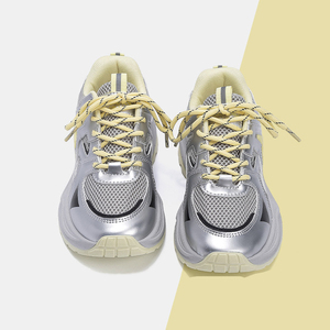 Sneakers da Donna con Suola Spessa, Traspiranti, con Lacci, Stile Casual da Corsa, Tomaia in <span class=keywords><strong>Pelle</strong></span> Sintetica - Product Image 3