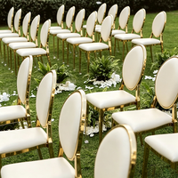 Chaises Métalliques Empilables Dorées à Dossier Rond pour Événements, Mariages et Banquets