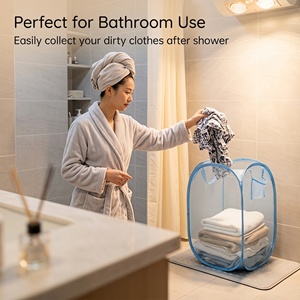 Paniers à linge pliables personnalisés 30*50cm, respirants, en filet nid d'abeille, pour le rangement des vêtements sales, pour la salle de bain - Product Image 5