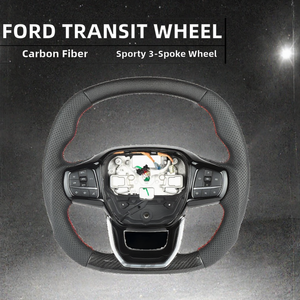 พวงมาลัยกีฬาหุ้มหนังคาร์บอนไฟเบอร์แบบกำหนดเองสำหรับ Ford Transit Focus Mustang ปี 2018-2024 - Product Image 2