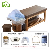 Lit de massage thaïlandais en bois massif pour salon, lit de lavage de cheveux en céramique pour spa capillaire