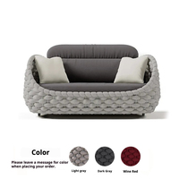 Ensemble de canapé en rotin plastique de style nordique pour l'extérieur avec coussins imperméables, table basse et chaises anti-UV pour cour et balcon