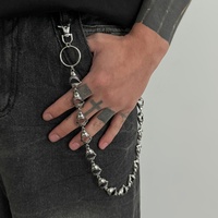 Chaînes de pantalon en métal 3D tête de requin Punk Street Hollow pour hommes, style vintage, pour jeans quotidiens, décoration de porte-clés, bijoux fantaisie, cadeaux