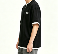 T-shirt d'été surdimensionné pour homme, personnalisation OEM, deux modèles, respirant, tricoté, 100 % coton, manches courtes, col en V, design à empiècements