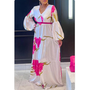 <span class=keywords><strong>Robe</strong></span> <span class=keywords><strong>longue</strong></span> décontractée <span class=keywords><strong>blanche</strong></span> à manches longues, imprimé floral, patchwork multicouche, dernier design 2024, Gt9168 - Product Image 4