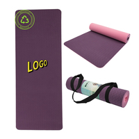 Tapis de yoga en TPE recyclé double grand violet écologique 6MM avec impression de LOGO personnalisé antidérapant