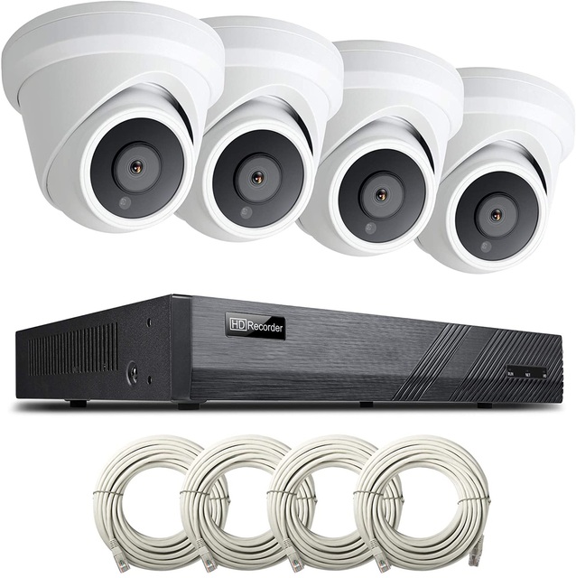 Easy Installation 4 Channel 5MP Poe Nvr Kit Cctv Camera System,all in One Set 4pcs Turret Cameras Kit Nvr
