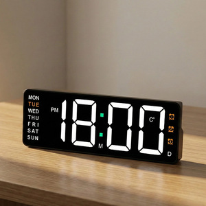 Desktop Led Electronic Alarm <b>Clock</b> With Voice Control Rectangle Shape Single Face Battery Powered For Bedroom Student Use - Product Image 3