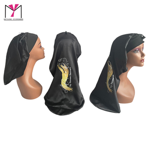 By Renee <b>Bonnet</b> Long Satin <b>Bonnet</b> With Band And Snap Buckle For Adults Black Casual Headwear - Product Image 2